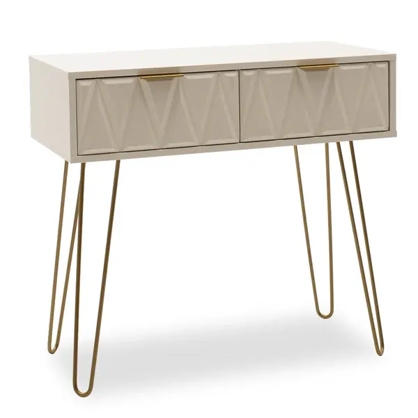 Consolă Model Isla, Alb/Auriu, 80x39x74 cm