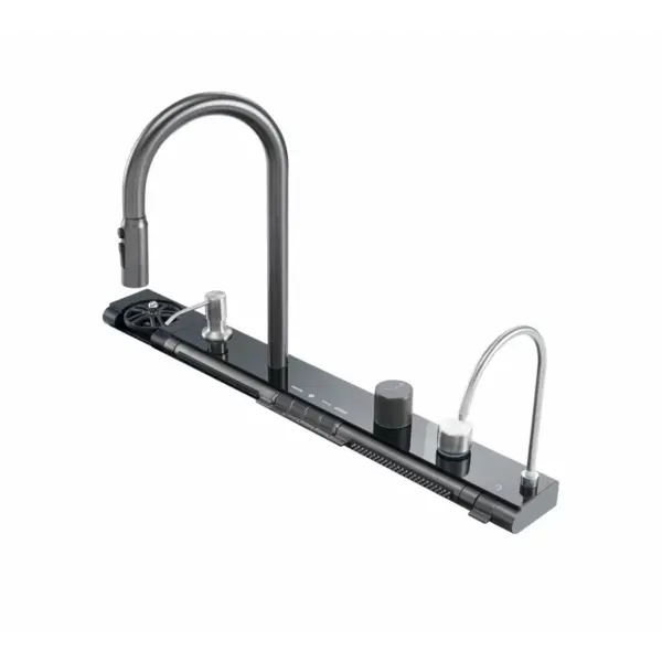 Consolă multifuncțională dotată cu baterii și accesorii,display digital led, culoare : negru ,compatibilă cu chiuveta AB8046D-A-6-3-BLK