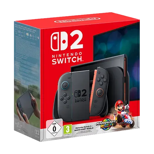 Consola Nintendo Switch 2, LCD HDR10 7.9inch, 256GB Flash, Wi-Fi, Bluetooth, Light Blue/Light Red JoyCon + Mario Kart World (Negru)