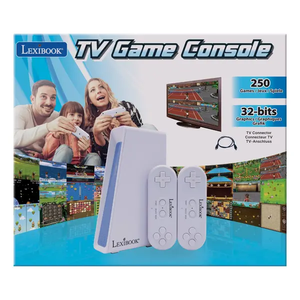 Consola Tv cu 250 jocuri si 2 controlere wireless, Lexibook, 32-Bit Graphics