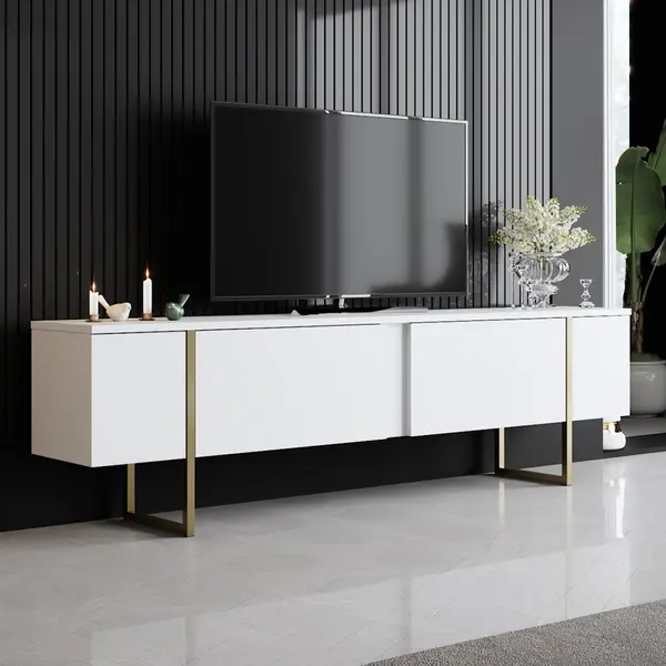 Consola TV Luxe Alb 180x30x50 cm