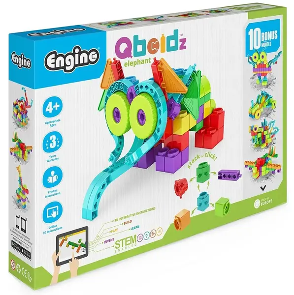 Constructor 10 în 1 Engino Qboidz - Elephant, 170 piese