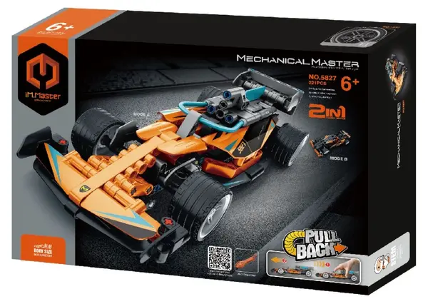 Constructor 2 in 1 iM.Master Mechanical - Mașină de curse, Pull Back, 221 piese