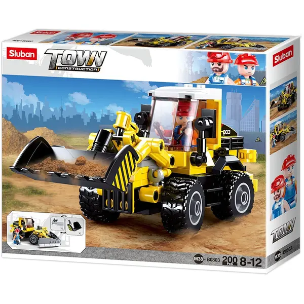 Constructor 2 in 1 Sluban Town - Mașină de construcții/freză de zăpadă, 200 de piese