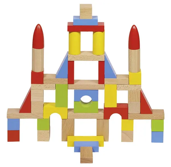 Constructor din lemn Goki - 50 de piese, in punga