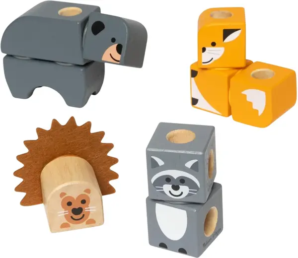 Constructor din lemn Melissa & Doug Blockables - Prietenii pădurii, 16 piese