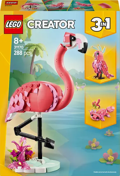 Constructor LEGO Creator 3 în 1 - Animale sălbatice: flamingo roz (31170)