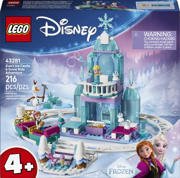 Constructor LEGO Disney - Aventura Elsei cu Castelul de Gheață și Trenul de Zăpadă (43281)