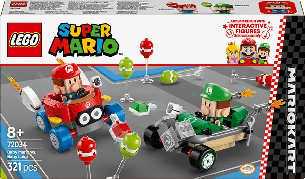 Constructor LEGO Super Mario - Mario Kart, Baby Mario vs Baby Luigi (72034)