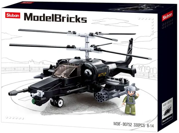 Constructor Sluban Model Bricks - Elicopter KA-50, 330 de piese