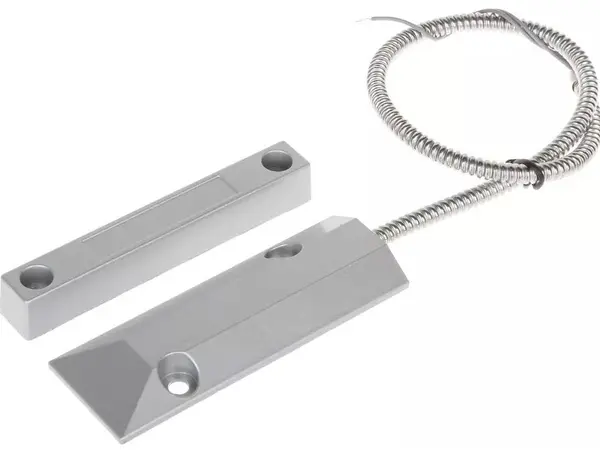 Contact magnetic pentru porti, 20V/10mA, detectie deschidere ferestre/usi, cablu si carcasa metalica, argintiu, KN-OC55