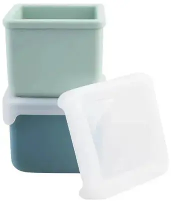 Containere din silicon pentru gustări Melii Luxe - 2 bucăți, Albastru/Mint