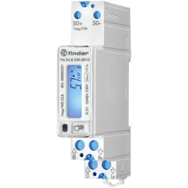 Contoare de energie monofazate, bidirectionale ( dublu sens ) cu afisaj LCD 40A Finder 7M.24.8.230.0010