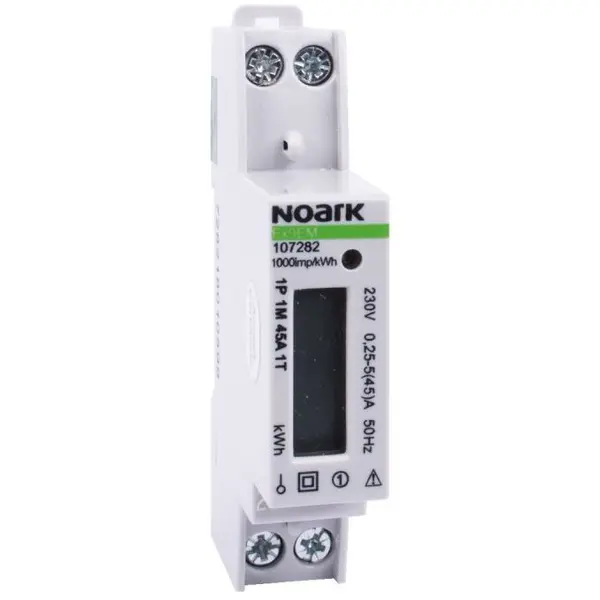 Contor de energie 1P 1 modul, 45 A, 1-tarif, afisaj LCD Noark 107282