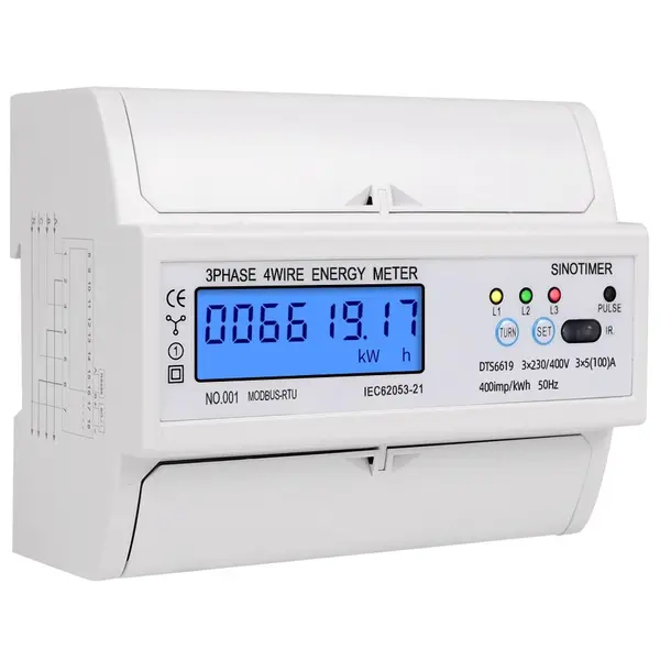 Contor de energie trifazat, Sinotimer, DIN RS485 kWh consum de putere, voltmetru curent, monitor modbus RTU 380V 400V DTS6619-017