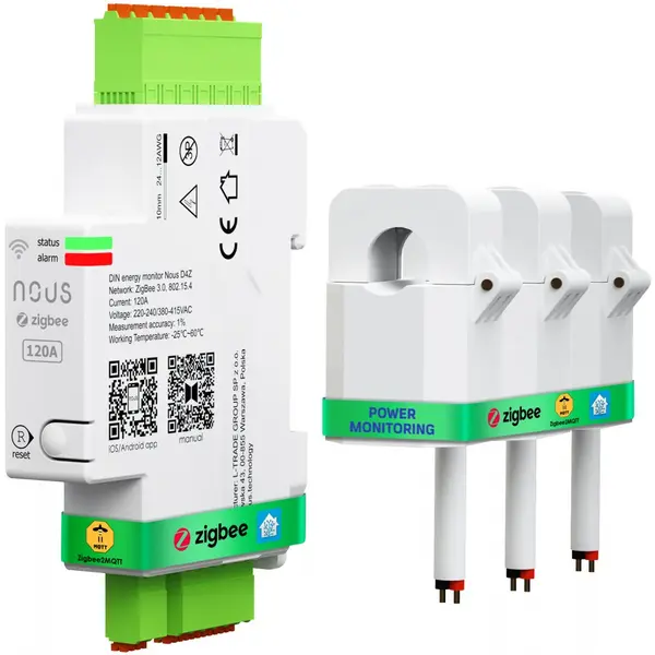 Contor electric NOUS D4Z ZigBee Smart DIN 120A, monitor consum in timp real , montare pe sina DIN / 5905072800655