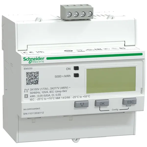 Contor energie JT conectare indirecta, 5A / class 0,5S, pack.mas.basic, RS485 Modbus A9MEM3250
