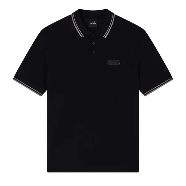 Contrasting piping pique polo shirt S