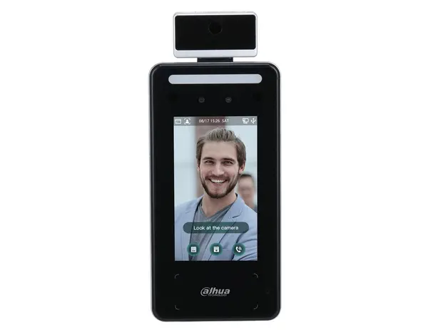 Control acces cu recunoastere faciala, camera de 2MP, ecran LCD, 6000 utilizatori, monitorizare temperatura, Dahua ASI6213J-FT1
