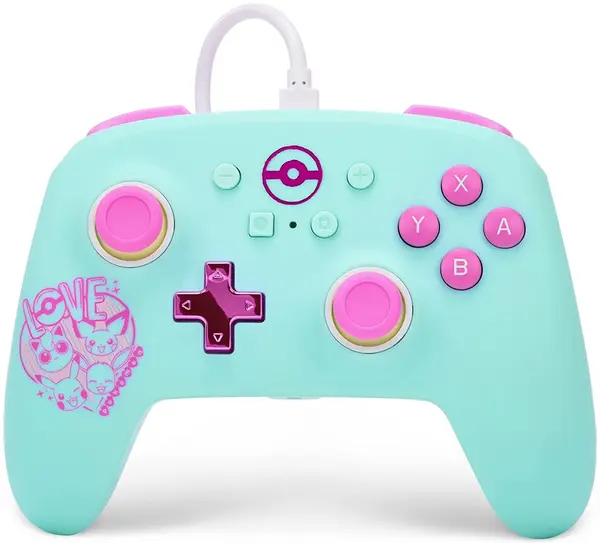 Controller PowerA - Enhanced, cu fir, pentru Nintendo Switch, Pokemon: Sweet Friends