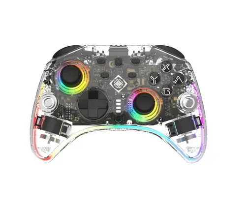 Controller Wireless Deltaco GAM-198-T pentru Nintendo Switch 2, RGB (Transparent)