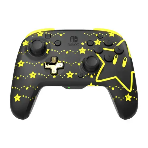 Controller Wireless PDP Rematch GLOW NS Stars pentru Nintendo Switch / Switch OLED, Autonomie 40 ore (Galben/Negru)