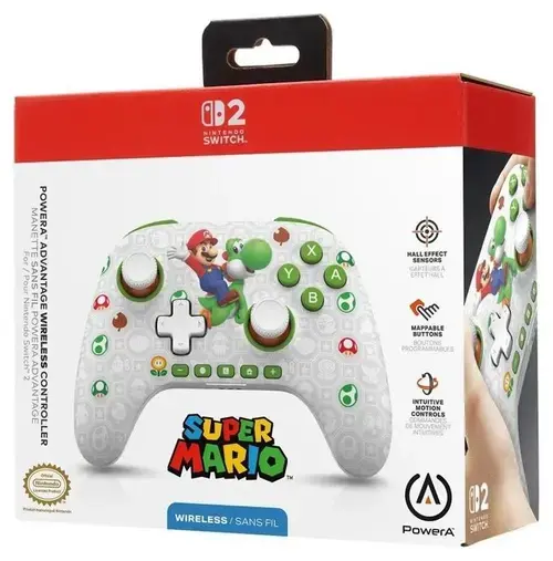 Controller Wireless PowerA Advantage Mario & Yoshi pentru Nintendo Switch 2 (Alb/Verde)