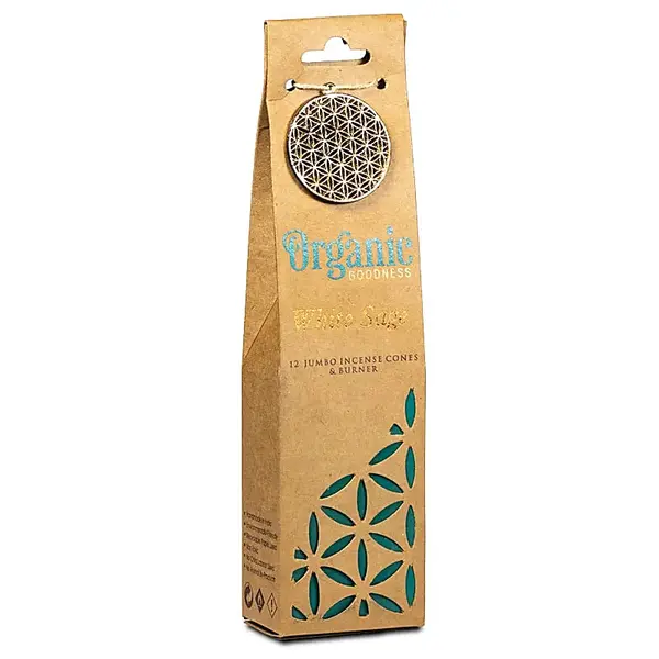 Conuri parfumate Organic Goodness | White Sage | L + suport ceramic