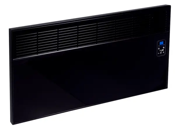 Convector de perete sau pardoseala iVigo EPK 2000 W Black Glass, control electronic, Termostat de siguranta, termostat reglabil, IP 24, pentru 24 mp, ERP 2018