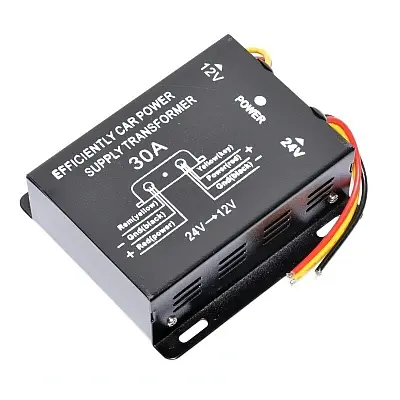 Convertor Tensiune Auto 24V la 12V 30A Reductor pentru Camioane Utilaje