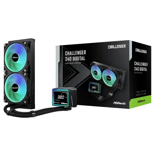 Cooler CPU AIO ASRock Challenger 240 Digital, Racire cu lichid, 2x12cm, ARGB (Negru)