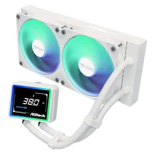 Cooler CPU AIO ASRock Challenger White 240 Digital, Racire cu lichid, 2x12cm, 3100rpm, ARGB (Alb)