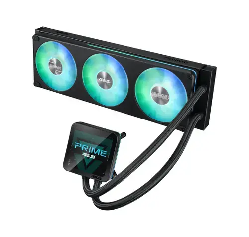 Cooler CPU AIO ASUS PRIME LC II 360 ARGB LCD, Racire cu lichid, Ecran IPS 3.95inch, 3x120mm, 800-2600 RPM, 78.3 cfm (Negru)