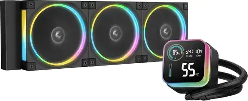 Cooler CPU AIO DeepCool LQ360 ULTRA ARGB R-LQ360-BKASMC-G-1, Racire cu lichid, Display LED, 3 ventilatoare, 360mm (Negru)