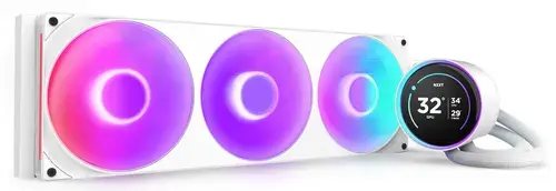 Cooler CPU AIO NZXT Kraken Elite 420 RGB, Racire cu lichid, Eran IPS 2.72inch, F420 RGB Core Fan, 500-2000 RPM, FDB (Alb)