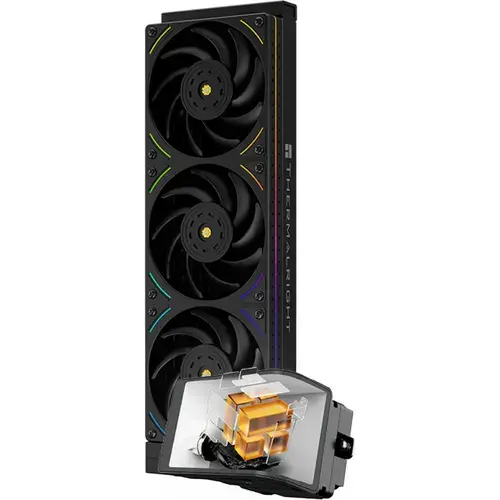Cooler CPU AIO Thermalright Wonder Vision 360 UB Argb Black, Intel si AMD, Racire cu lichid, 3 x 120mm, 2150 rpm, pompa 6400 rpm, ecran AMOLED 6.67inch, ARGB (Negru)