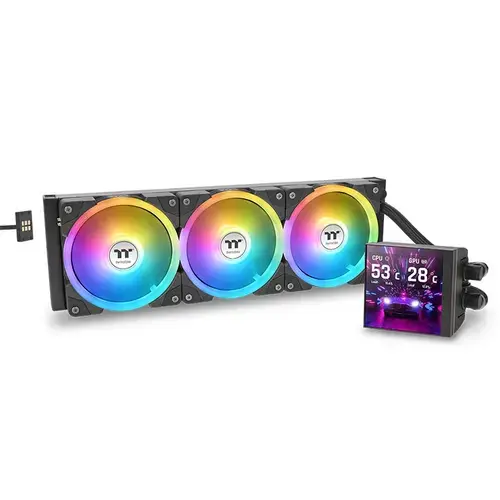 Cooler CPU AIO Thermaltake MAGFloe 360 Ultra Snow ARGB Sync, Racire cu lichid, Ecran LCD 3.95inch, 3x 120mm PWM (Negru)