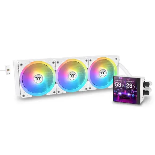 Cooler CPU AIO Thermaltake MAGFloe 420 Ultra ARGB Sync, Ecran LCD 3.95inch, AI Forge, 3x140mm, 500-2000 RPM (Alb)