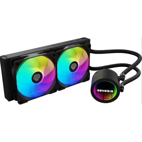 Cooler CPU Genesis Hydria 240 aRGB, 2 x 120 mm, 500 - 1550rpm (Negru)