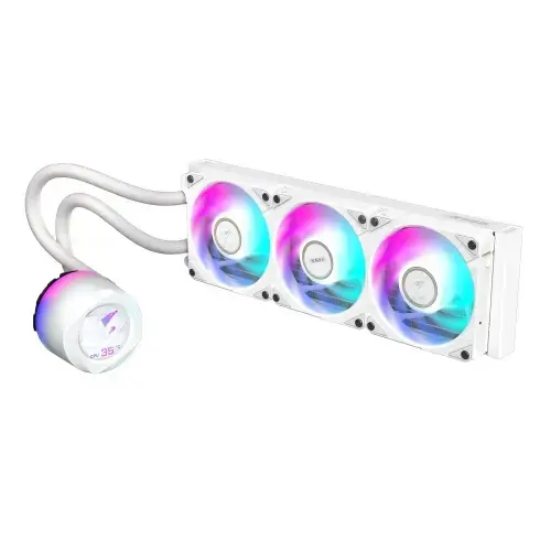 Cooler CPU Gigabyte Aorus Waterforce II 360 ICE, iluminare ARGB, 3x 120mm, 2300 rpm, PWM (Alb)