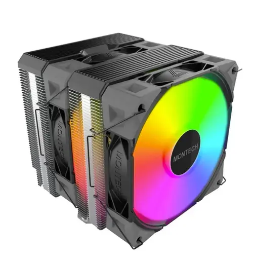 Cooler CPU Montech NX600 ARGB, 800 - 2000RPM, 2 x 120 mm (Negru)