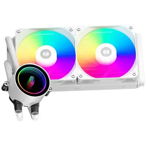 Cooler CPU PCCooler DA240 ARGB, 2 x 120mm, 500 - 1800 RPM, iluminare RGB (Alb)