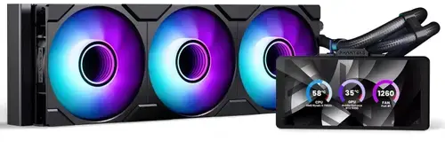Cooler CPU Phanteks Glacier One 360M25 LCD, Racire cu lichid, Display 6inch IPS, 3x M25G2-120 D-RGB (Negru)
