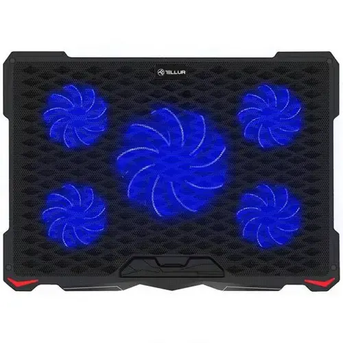 Cooler laptop Tellur Basic, 17inch, 5 ventilatoare, LED, 2xUSB, Negru