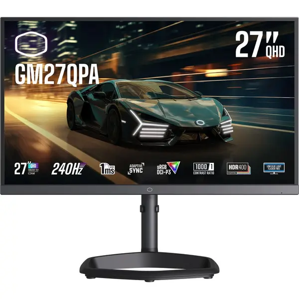 COOLER MASTER Monitor Cooler Master GM27QPA, Display 27 QHD 2.560 x 1.440, IPS, Adaptive-Sync, 240Hz, Negru