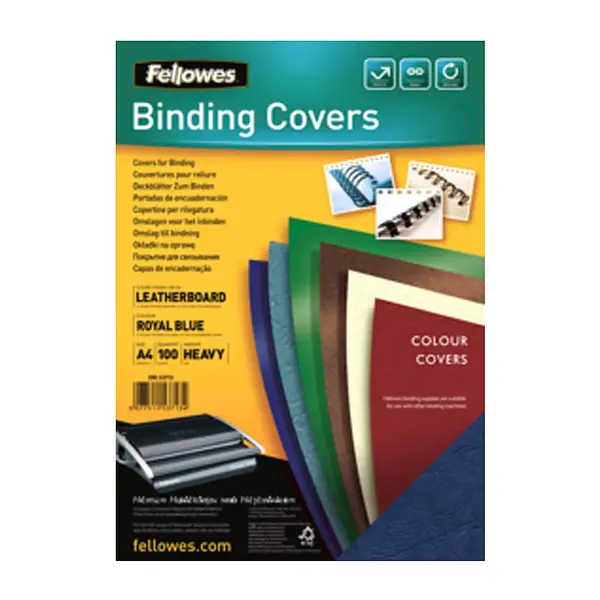 Coperti carton Fellowes A4 250gr imitatie piele albastru 100/top Coperti carton Fellowes A4 250gr imitatie piele albastru 100/top