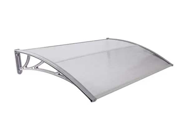 Copertină ECO de ușă 120x60cm marchiză adăpost acoperiș gri-transparent - Gri/Transparent