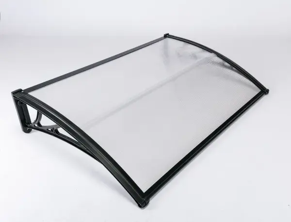 Copertină ECO de ușă 150x120cm marchiză adăpost acoperiș negru-transparent - Negru/Transparent