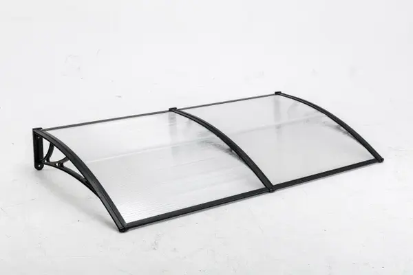 Copertină ECO de ușă 150x150cm marchiză adăpost acoperiș negru-transparent - Negru/Transparent