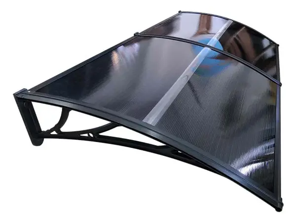 Copertină ECO de ușă 200x120cm marchiză adăpost acoperiș negru-antracit - Negru/Antracit